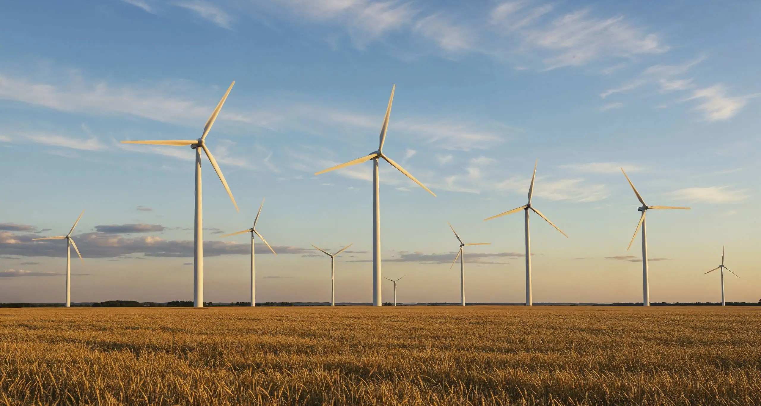 Wind turbines at sunset